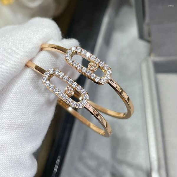 Boucles d'oreilles à clous en or Rose 2023, bijoux à la mode, solide et pur, cercle coulissant en diamant, argent de luxe de qualité, 925