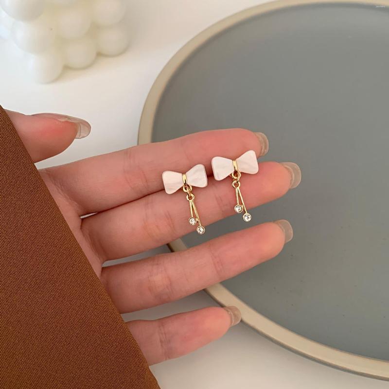 Stud Earrings 2023 Fashion Trendy Exquisite Simple Zircon Small Bowknot For Women Girls Party Charm Korean Jewelry Gift