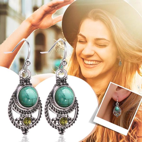 Pendientes de tuerca 2023 moda mujer bohemia turquesa cuelgan temperamento joyería regalos