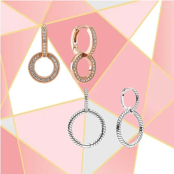 Boucles d'oreilles à tige en argent S925, zircone cubique à la mode, série Double cerceau de haute qualité, bijoux exquis à la mode pour dames, 2023