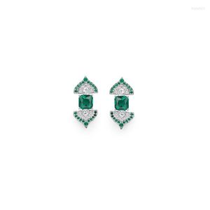 Boucles d'oreilles clous 2023 jardin Design luxe vert émeraude diamant serti tenue de soirée fiançailles fête de mariage femmes