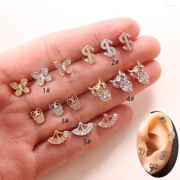 Boucles d'oreilles 2023 géométrique Zircon boucle d'oreille unique oreille anneau en laiton vis créatif Piercing bijoux femmes fille cadeau