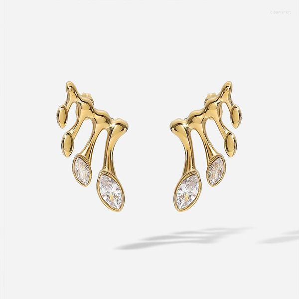 Boucles d'oreilles à tige 2023 plaqué or en acier inoxydable Zircon Note de musique forme bijoux étanches géométriques pour les femmes