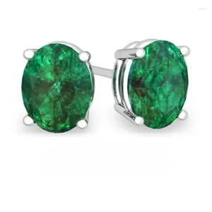 Boucles d'oreilles rondes en opale verte pour femmes, bijoux de mariage, couleur argent, acier inoxydable, cadeau d'anniversaire, 2023