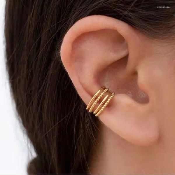 Pendientes de tuerca 2023, manguito de oreja coreano, Clip de Color dorado a la moda para mujer, un par de Clips sin orejas perforadas, joyería de acero inoxidable