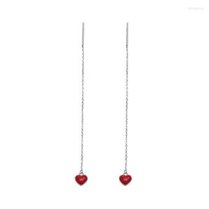 Boucles d'oreilles 2023 coréen élégant asymétrique longue pour les femmes oreille ligne goutte Pendientes amour gouttes huile boucles d'oreilles