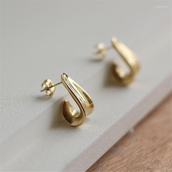 Pendientes de tuerca 2023 coreano titanio acero Metal Irregular curvado para mujer chica Simple boda fiesta joyería regalo Bijoux