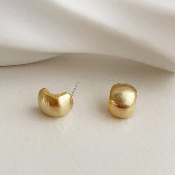 Boucles d'oreilles en métal pour femmes, perles mates, couleur or argent, Style coréen et japonais, bijoux simples et frais, cadeaux, 2023