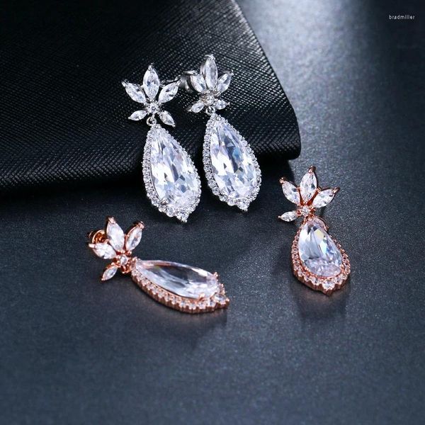 Boucles d'oreilles NoEnName_Null en Zircons, bijoux de fête de mariage élégants, de luxe, longs en cristal CZ, grand pour les mariées et les femmes, 2023