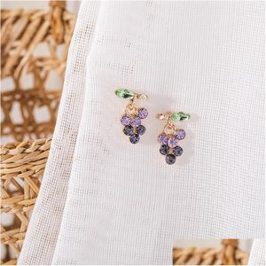 Oorknopjes 2023 Product Koreaans Klein en Eenvoudig Paars Gradiënt Kristal Druif Schattig Dames Elegant Wild Fruit Sieraden Drop Dhgarden Dhfg5