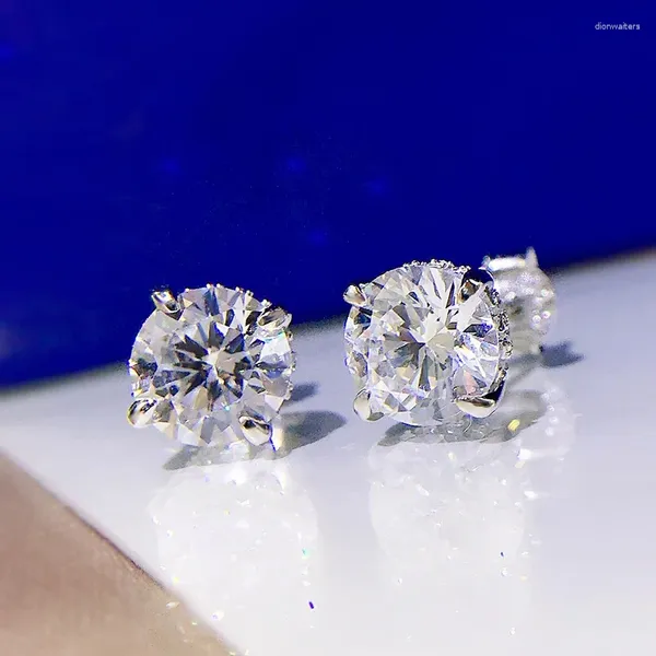 Boucles d'oreilles en argent Sterling 2023 S925, diamant rond 7 7mm, bijoux d'oreille en Zircon 5A, vente directe d'usine