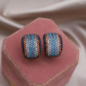 Boucles d'oreilles à tige 2023 vente bijoux de mode amérique luxe coloré carré élégant femmes soirée accessoires de fête