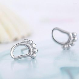 Pendientes de botón 2023 Pie pequeño para mujer Color plata Joyería de moda Brincos con sello S925