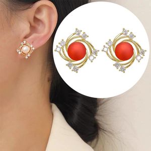 Boucles d'oreilles 2023 corée du sud perle d'eau douce naturelle oreille rouge blanc femmes mariage élégant bijoux accessoires