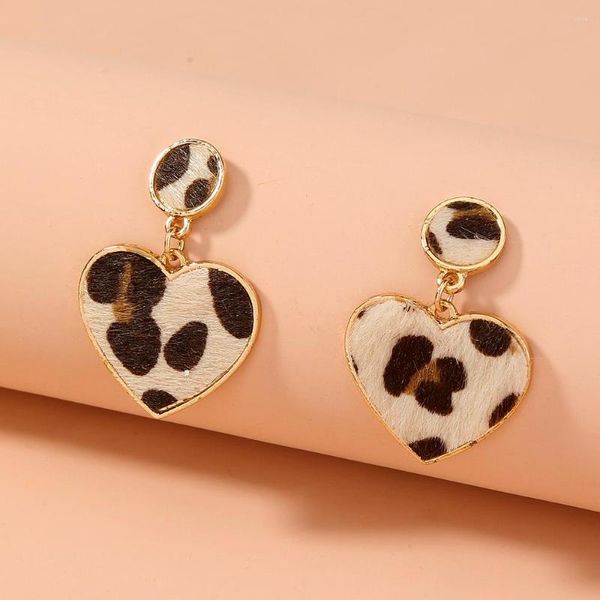 Pendientes de tuerca 2023, llegadas de primavera, joyería de moda, estampado de leopardo Vintage, forma de corazón, redondos para mujeres y niñas, accesorios de moda