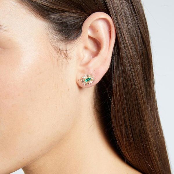 Boucles d'oreilles 2023 été Mini déclaration femmes grand carré vert pierre boucle d'oreille INS bijoux de mariage franges accessoire cadeau 2 couleurs