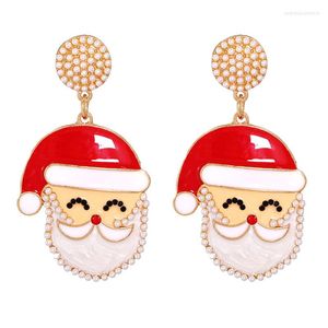 Stud Earrings 2023 Trend Piercing Originaliteit Kerstmis Pearl Fashion Elk Snowman Santa Claus Simple Jewelry Accessories