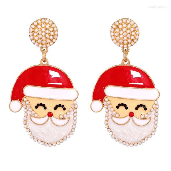 Boucles d'Oreilles Clou 2023 Tendance Piercing Originalité Noël Perle Mode Elk Bonhomme de Neige Père Noël Simpl Bijoux-Accessoires