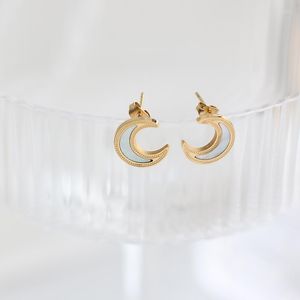 Boucles d'oreilles à tige 2023 Design à la mode coquille lune femme Simple plaqué or en acier inoxydable 316L croissant pour femmes filles cadeau