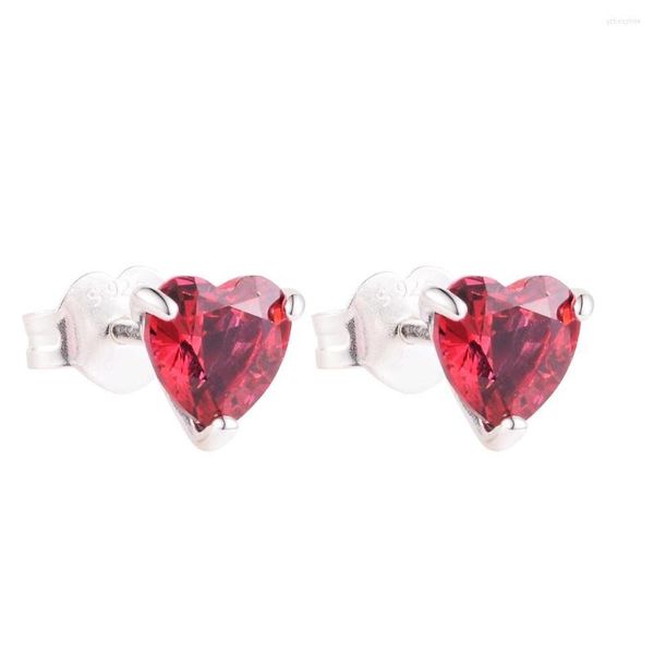 Boucles d'oreilles à tige 2023 coeur rouge de la saint-valentin en argent Sterling-bijoux pour femmes lumineux Brincos Oorbellen Pendientes