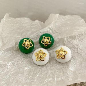 Boucles d'oreilles 2023 Vintage tempérament vert grand pour les femmes élégant mode étoile peinture émail alliage boule bijoux
