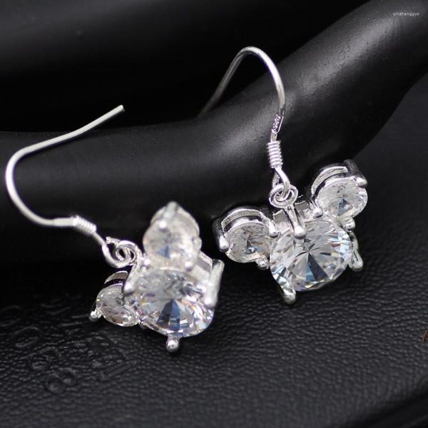 Boucles d'oreilles 2023 blanc Zircon mignon petite souris Pure dame Simple mode dessin animé Animal fille goutte cadeau