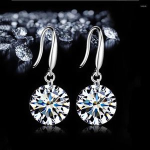 Pendientes de tuerca 2023 para mujer, pendiente Chapado en plata, ostentoso de lujo, 8mm, CZ, diamantes de imitación desnudos, joyería para oreja femenina, venta al por mayor