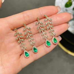 Stud -oorbellen 2023SX Solid 18K Gold Nature 0.8ct Green Emerald Gemstones Diamonds For Women Fine Jewelry Birthday Cadets