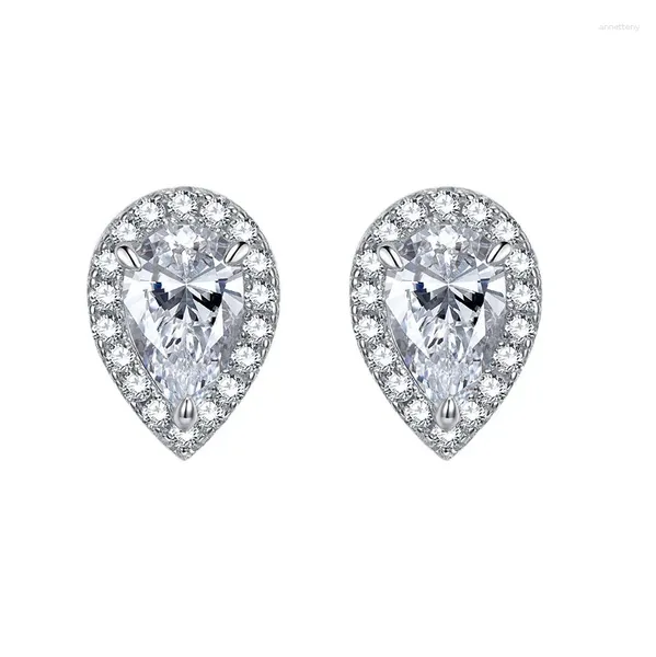 Aretes 2024 Plata 925 Diamante importado con alto contenido de carbono 5 8 mm Circón de gota de agua en forma de pera