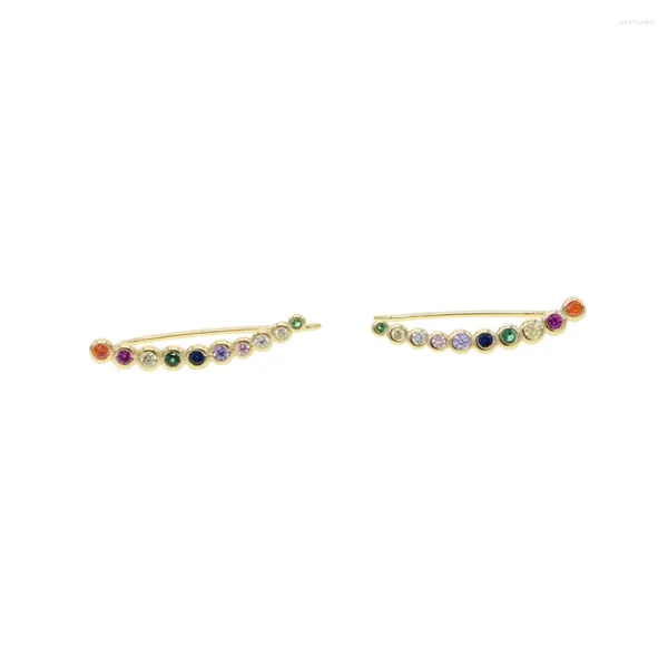 Boucles d'oreilles à clous en zircone scintillante pour femmes, 2024, Promotion d'usine, fil d'oreille long, grimpeur, argent 925, multicolore, Cz pour femmes