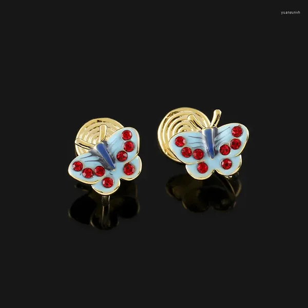 Pendientes de tuerca 2024 mariposa azul versátil para mujer Placa de incienso Mosquito Clips para las orejas joyería Vintage regalo al por mayor