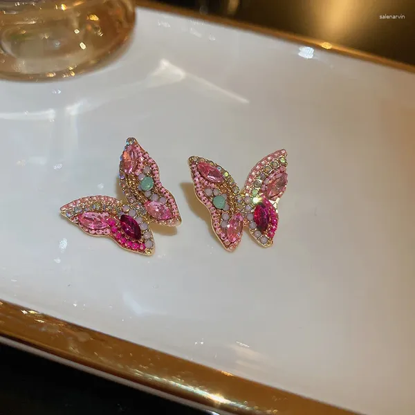 Boucles d'oreilles papillon rose magnifique, fait à la main, elfe français, bijoux, cadeaux pour filles, 2024