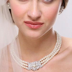 Pendientes de tuerca 2024, collar de perlas para novia europea y americana, conjunto de pulsera, temperamento de moda, vestido de novia, accesorios para mujer