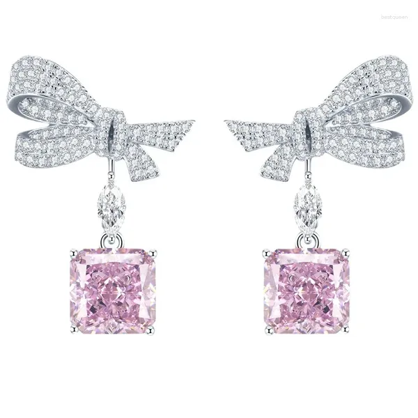 Boucles d'oreilles étalon 2024 Fashion Bow Pink Diamond for Women 10 Imitation European and American Long Style
