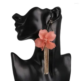 Boucles d'oreilles à clous en acrylique, fleur exagérée, Long crochet Floral pour femmes et filles, bijoux de fête de mariage sur la plage, 2024