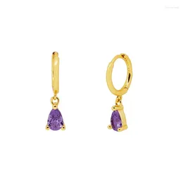 Boucles d'oreilles 2024 Fashion Femmes Simple Colorful Zircon Water Droping Sexy Party 14k Real Gold Copper Drop Bringon