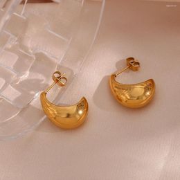 Boucles d'oreilles étalon 2024 Fine Forme de bateau creux brillant Fine Forme du bateau 18 carats Gold en acier inoxydable pour la femme Bijoux minimal