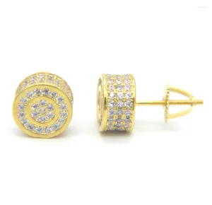 Stud -oorbellen 2024 Geometrische ronde vorm Micro Pave CZ Women Girl Boy Design Bling Earring