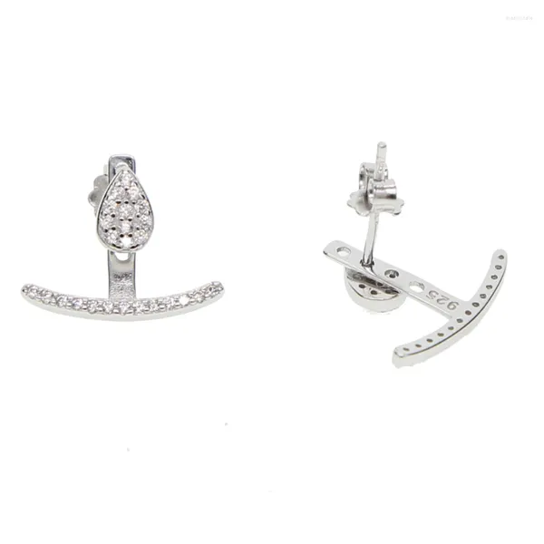 Boucles d'oreilles en argent Sterling 2024 de haute qualité, couleur or Rose, Double face, pavé Cz, manchette d'oreille, Jaket, haute qualité, 925