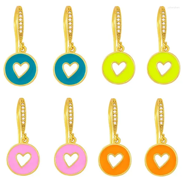 Pendientes de tuerca 2024, disco de corazón de amor Irregular, bonito esmalte, goteo de aceite, Piercing, estilo coreano, regalo de joyería de moda