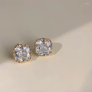 Boucles d'oreilles coréennes en cristal Zircon pour femmes, bijoux à la mode, couleur or, en métal, cadeaux, vente en gros, 2024