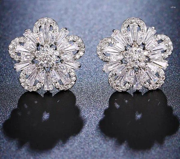 Pendientes de tuerca 2024 flor de marquesa de lujo para mujer con circonita de moda pendientes de boda joyería de regalo de aniversario