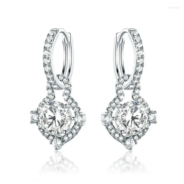 Boucles d'oreilles de luxe couleur argent coréen pour femmes, cadeau d'anniversaire, bijoux en vrac, Moonso E5826, 2024