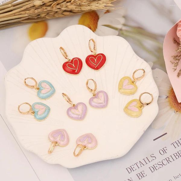 Boucles d'oreilles à clous multicolores, goutte d'huile, pendentif d'amour, à la mode et boucles d'oreilles douces, 2024