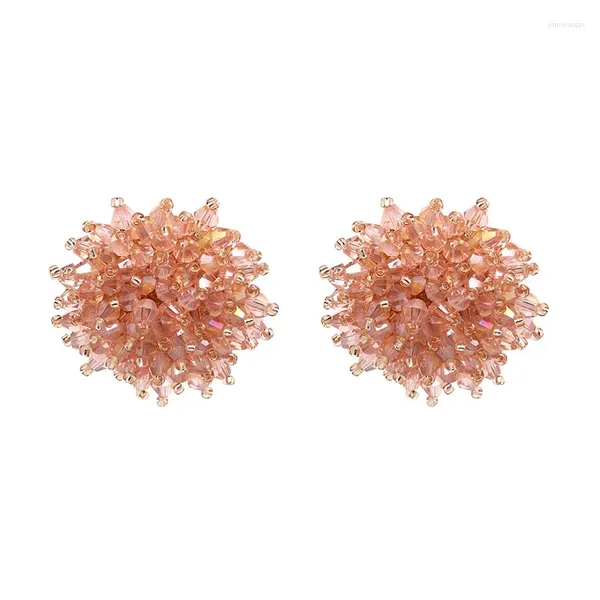 Pendientes de tuerca 2024 personalidad Noble Boho facetado cristal perlas cuentas encanto botón grande mujeres