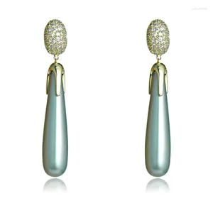 Stud -oorbellen 2024 Retro dames lang waterdruppel Pearl S925 Zilveren naald Fashion eenvoudig