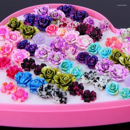 Pendientes de tuerca 2024, juego de pendientes de flor rosa para mujer, joyería pequeña, 36 pares de mezcla aleatoria
