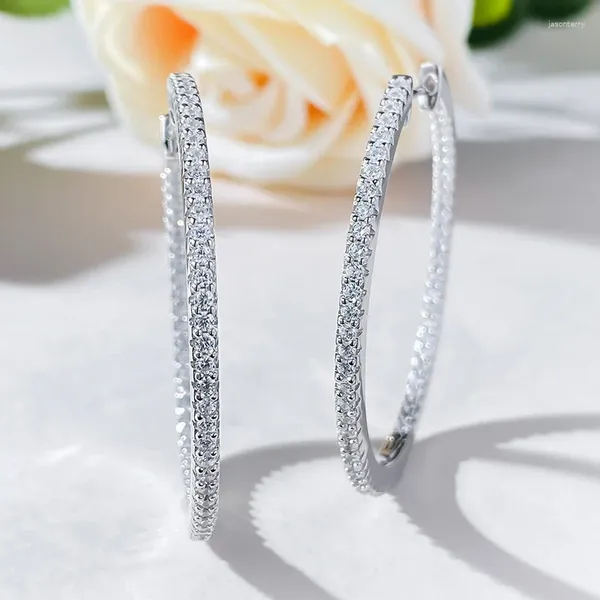 Boucles d'oreilles en argent 2024 S925, grand anneau européen et américain, diamant à haute teneur en carbone, boucle Simple, mode polyvalente
