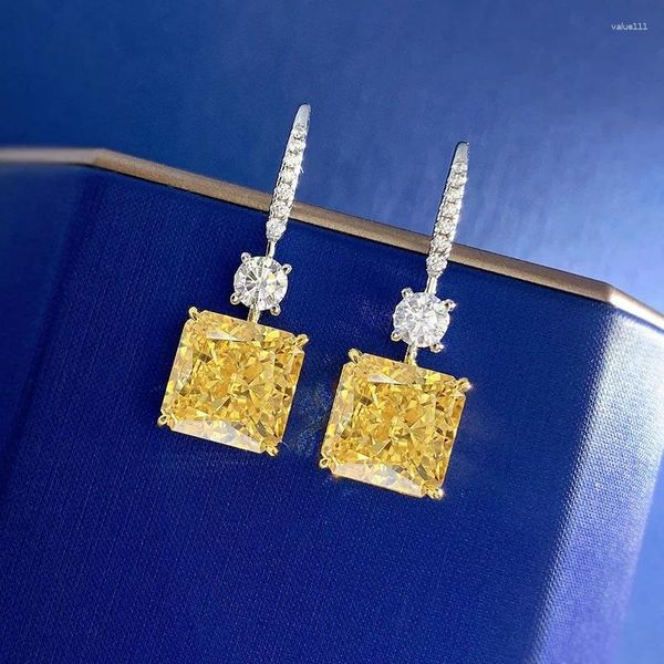 Boucles d'oreilles simples pour femmes, 10 fleurs coupées, diamant à haute teneur en carbone, jaune, bijoux d'oreille, vente directe d'usine, 2024