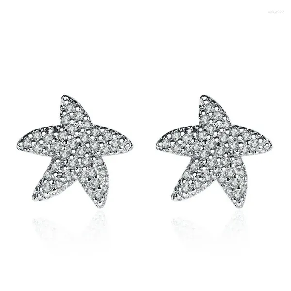 Pendientes de sementales 2024 Starfish Plate Silver Exquisito Circón brillante Personalidad Girl Beach Party Jewellry